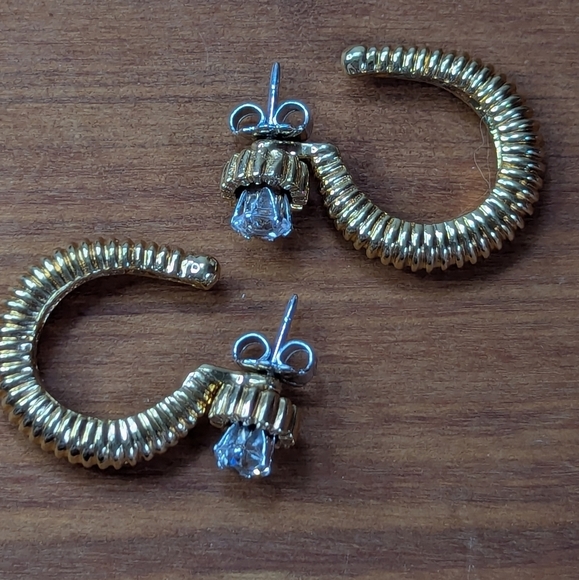 Hoop 12 kt gf earrings that can be worn 4 ways vintage gold tone rhinestone 120… - Picture 1 of 10